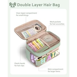Travel Makeup Organizer, Compact Lightweight Accessory for Travel and Daily Use - Fasrom Double Layer Hair Accessories