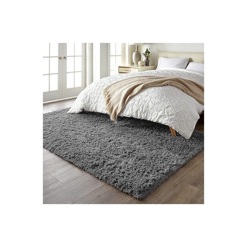 Ophanie Living Room Rugs 5x8 Grey, Fluffy Shag Fuzzy Plush