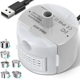 Ultra-Quiet Replacement Pump for Stainless Steel Cat Water Fountains - SMA-800 Motor - Safe and Easy to Clean with Low Voltage DC 5V and USB Cable (Side Suction Pump)