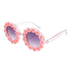 Topbuti Girls Round Daisy Flower Sunglasses Flower Shaped Cute Glasses UV 400 Protection Outdoor Beach Eyewear Girl Boy Gifts (1, Pink)