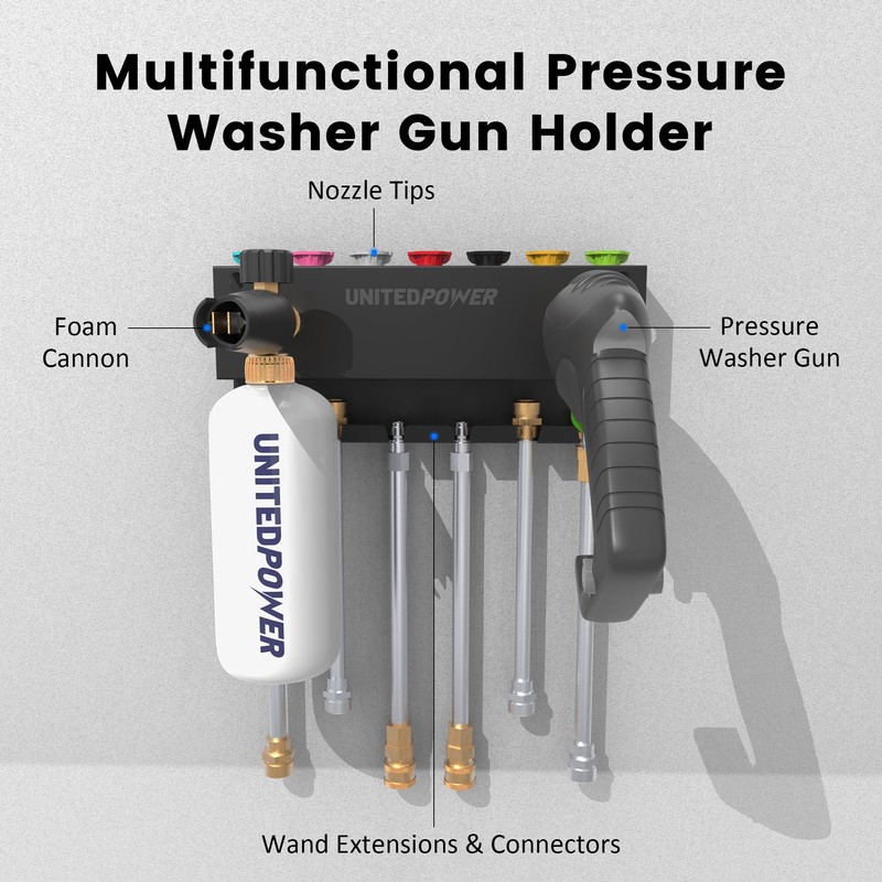 UNITEDPOWER Pressure Washer Gun Holder，Wall Mount Foam Cannon Holder，Tool Storage