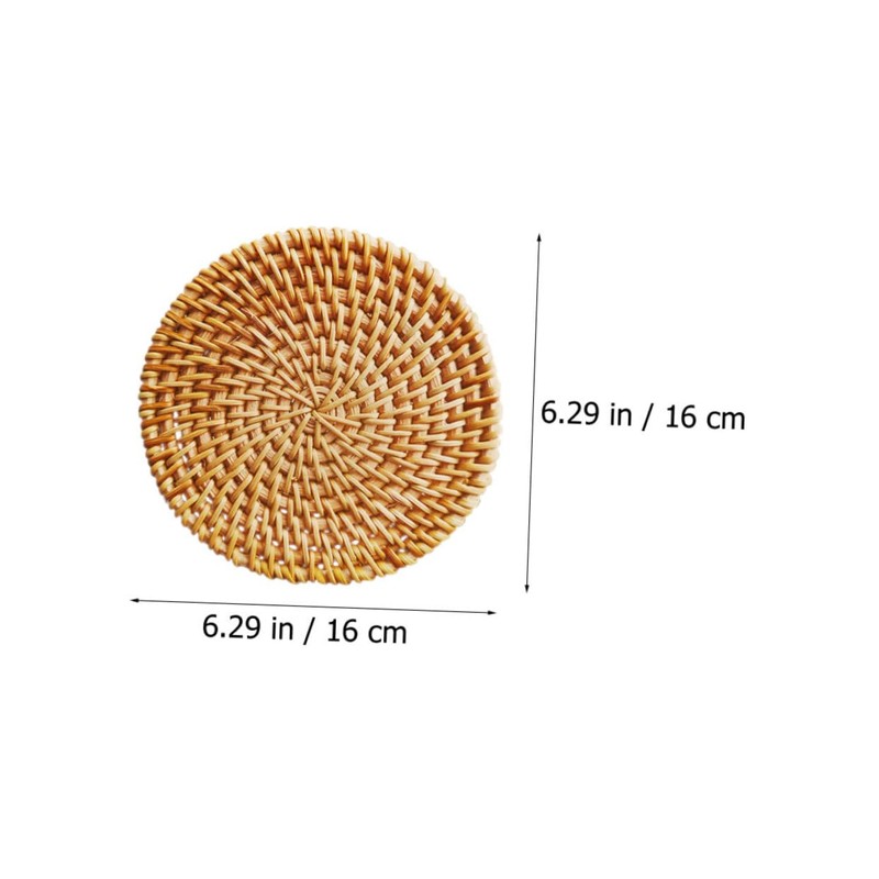 Gatuida 4Pcs Rattan Woven Heat Insulation Mats Handmade Coasters Bowl