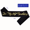 Novaflare It's My 16th Birthday Sash, Black Gold Birthday Sash