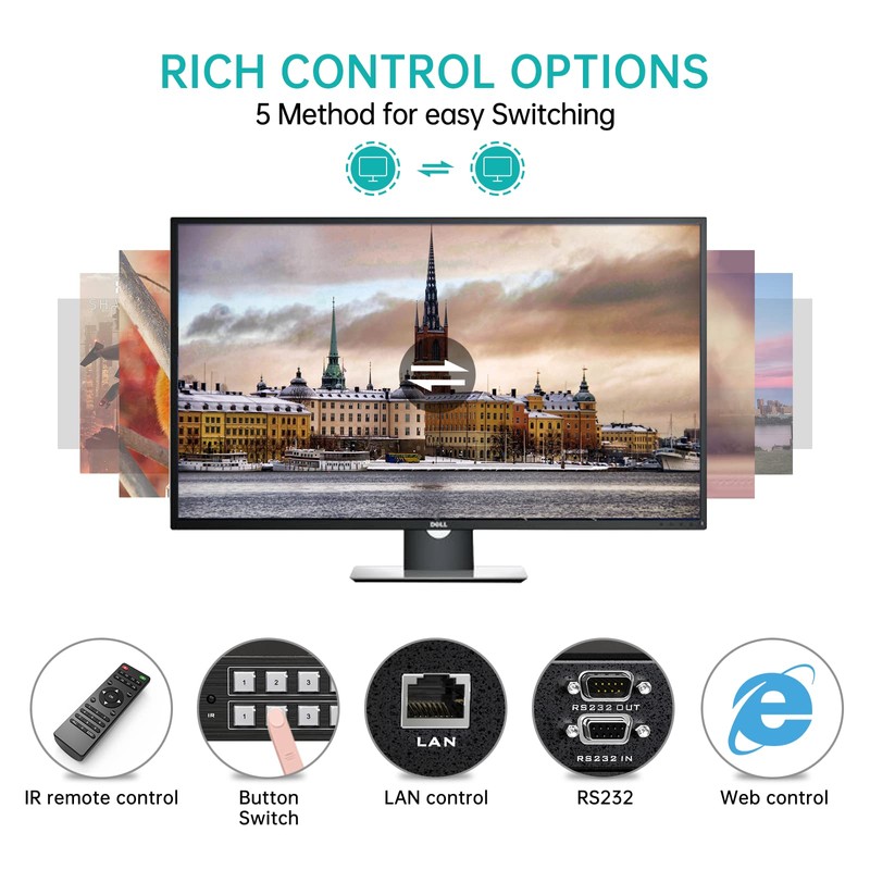 MT-VIKI 4K HDMI Matrix Switch 4x4 with 3.5mm Stereo Audio