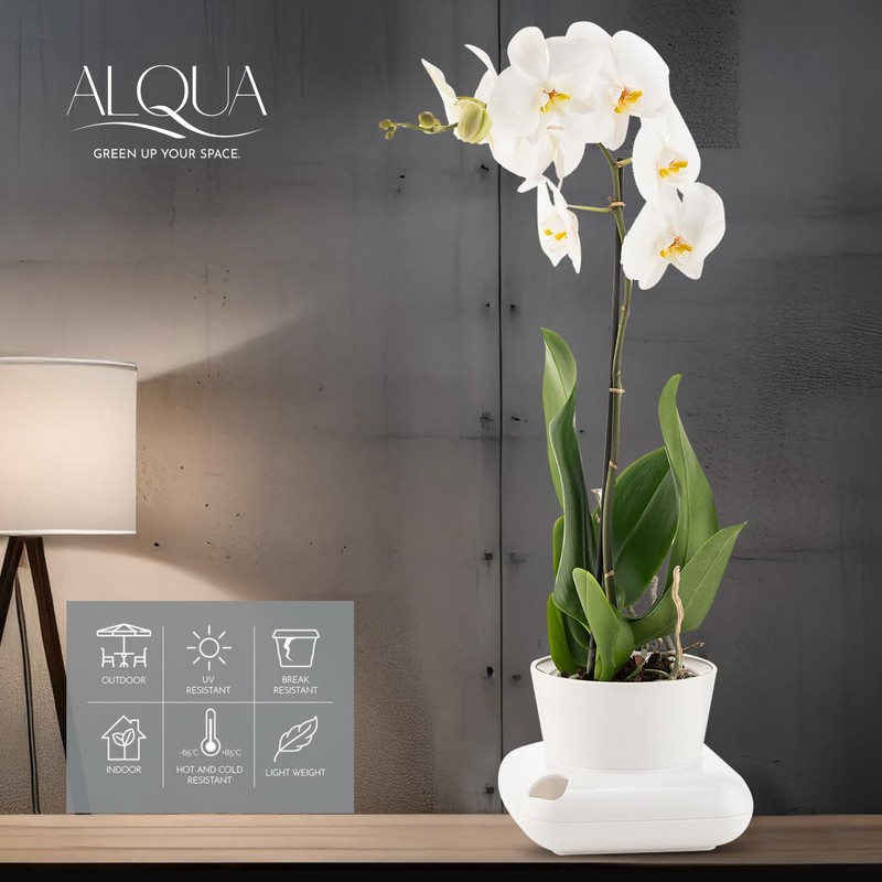 alqua Orchideen- und Blumentopf für den Innenbereich, selbstbewässernder Pflanzentopf, Kunststofftopf