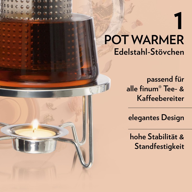 Finum Stainless Steel Tea Warmer, Silver