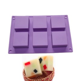 X-Haibei Small 6-Cavity Basic Plain Square Lotion Bar Soap Silicone Mold for Homemade Craft 2inch Width 2inch Length 1inch Depth per Cavity 2oz