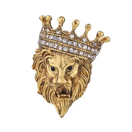 Rhinestone Tiger Head Brooch Pins for Men,Animal Lapel Pins Lion Wolf Head Coat Collar Brooch Vintage Lapel Pin Brooch Safety Pin Men Suit Accessory (A)