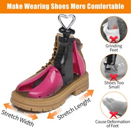 Men's Women's Shoe Stretcher, Adjustable Shoe Stretcher, Boots Width and Length, Professional Plastic Metal Shoe Stretcher, Pressing Shoes, Wide Boot Stretcher (Pack of 1, Size 35-42), black