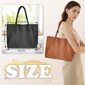 FuninCrea Handbags Women's Large Shopper Bag Women's Leather Tote Bag Women's Waterproof Shoulder Bag Women's Large Women's Handbag Shoulder Bag Women for Work Shopping Travel, brown