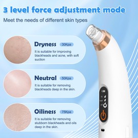 Porenreiniger Gesicht Mitesserentferner, Mitesserentferner Vakuumsauger mit Hydratation Funktion, 3 Modi 6 Saugspitzen USB-Aufladung Porenreiniger für Pickel Whitehead Gesichtshautreinigung