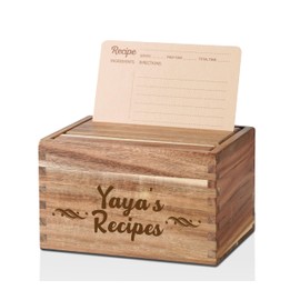 InnoBeta Yaya Gifts, Grandma Recipe Box with 50pcs 4x6 inch Recipe Cards, 10 Dividers, Recipe Organizer for Grandma - Yaya