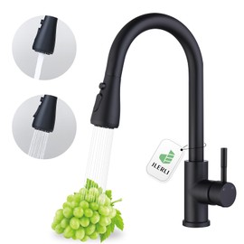 Jlerli Kitchen Faucet with Pull Down Sprayer, Matte Black High Arc Single Handle Faucet for Kitchen Sink, Stainless Steel, 3 Mode, Grifos para Fregaderos de Cocina