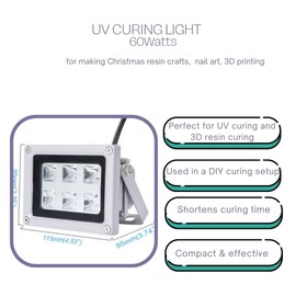UV Light for Resin Curing 405nm for SLA DLP 3D Printers, Fast Curing UV Lamp, 60w Equivalent Blacklight