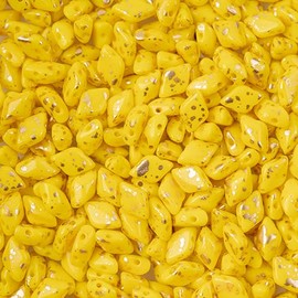 Matubo Czech Gemduo 2-Hole Limon Gold Splash, 50g