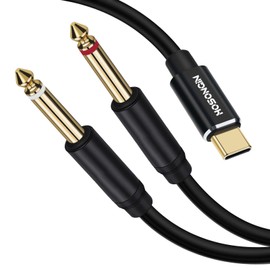 HOSONGIN USB C to 1/4" Audio Cable, Type-C to Dual 6.35mm TS Splitter for iPhone, MacBook, Galaxy, Mixer, Amp, Speaker, 6 Feet