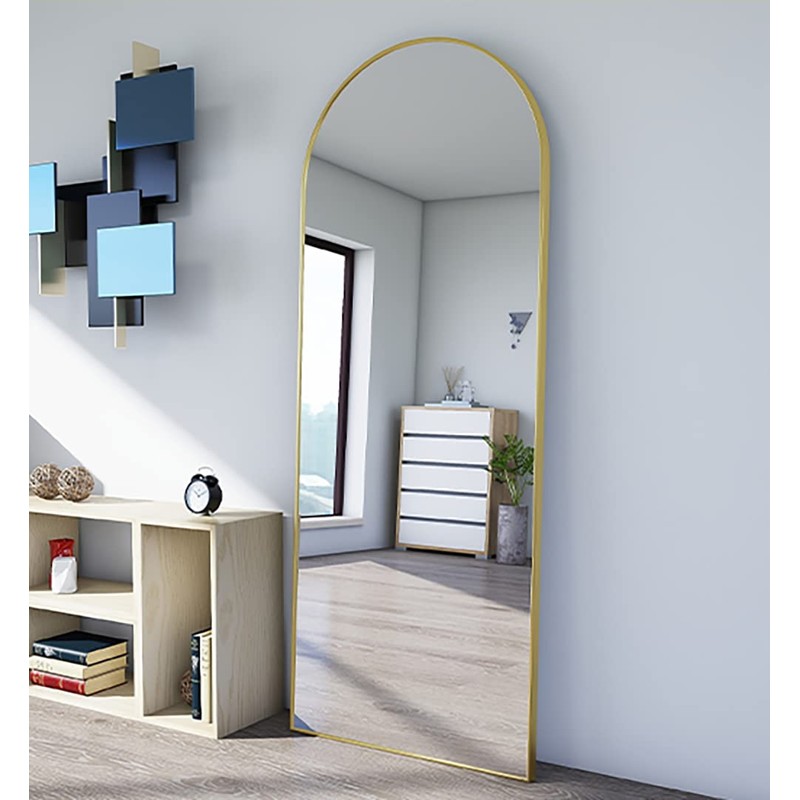 ZMYCZ Floor Mirror, 64"x21" Arched Full Length Mirror Standing Hanging