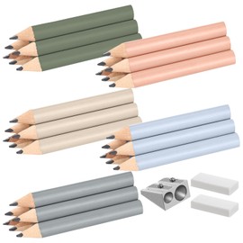 Marspark 30 Pcs Short Triangular Fat Pencils Bulk 3.5 Inch Wooden Triangular Jumbo Pencils with Sharpener and 2 Erasers for Preschoolers, Kindergarten, Toddlers, Beginners and School(Fresh Colors)