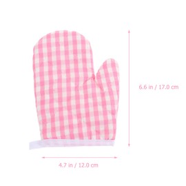 HEMOTON 2pcs Oven Mitts for Kids Children Play Kitchen Heat Resistant Kitchen Cooking Gloves For Cooking Baking Grilling (Pink)
