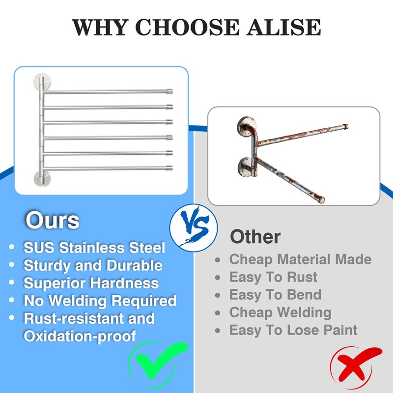 Alise Swivel Towel Rack, SUS304 Stainless Steel 6 Arms Towel