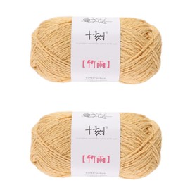 Cotton, Bamboo and Linen Blended Yarn, DK, Light Worsted Weight, 2 Packages of 100g/3.52oz (Per Skein 50g/120yards)- 10 Cheese Yellow