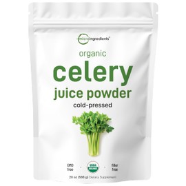 Organic Celery Juice Powder, 20 Ounce (1.25 Pound), 70 Serving, Celery Detox and Cold Pressed, Rich in Immune Vitamin C and Minerals, Vegan