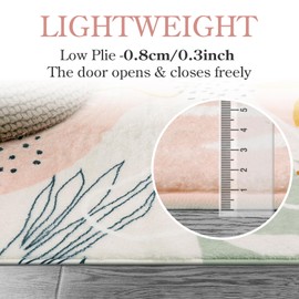 Lahome Pink Rug Machine Washable Area Rugs - 6x9 Non-Slip Large Living Room Rug Lightweight Throw Soft Carpet for Bedroom, Boho Botanical Print Ultra-Thin Indoor Rug for Classroom Nursery Dining Room