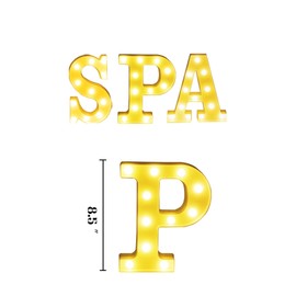 3 Pcs LED SPA Letter Lights 3D 8.5" Large Light Up Sign Marquee Letters Decorations for Spa Themed Party Decorations Supplies for Adults Women Home Decoration