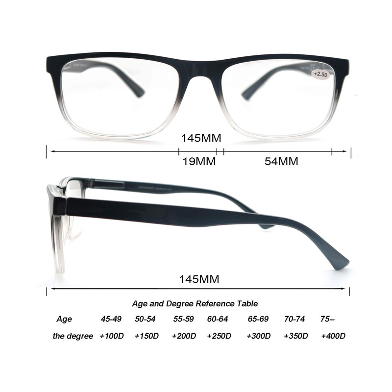 OLOMEE Reading Glasses for Men +5.00 Oversized Large Square Men's