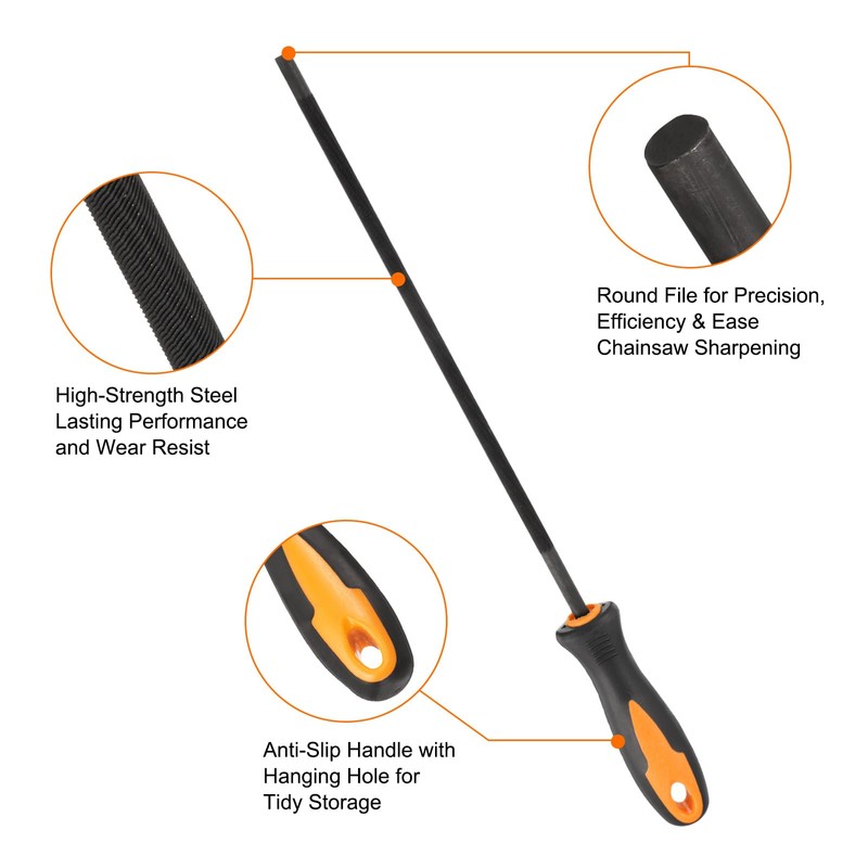 sourcing map Chainsaw File, 5.5mm (7/32-inch) Round Sharpening Files Tool