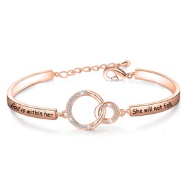 Zuo Bao Christian Gift Religious Jewelry Psalm 46:5 God is Within Her She Will Not Fall Bracelet Bible Verse Bracelet Gift For Godmother (RG)