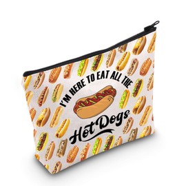 Hot Dog Lover Gift I'm Here to Eat All The Hot Dogs Cosmetic Bag Foodie Gift (All The Hot Dogs CA Bag)