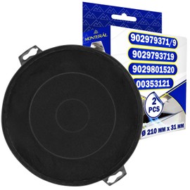 2 Pieces Activated Charcoal Filters for Cooker Hoods Ø 210 x 31 mm with the Original Code 400353121 for Bosch for Neff 9029793719 for AEG C00025492 for Indesit 484000008579 for Whirlpool - MONTERAL