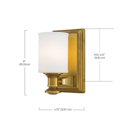 Minka Lavery Wall Light Fixtures Harbour Point 5171-249 Glass Reversible 100w (8"H x 4"W) Vanity Light in Brass
