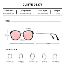 OLIEYE Vintage Oversized Shield Frame Women's Polarized Sunglasses Holiday Sunglasses for Women with Gift Box O6371