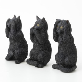 Veronese Design 4 Inch Black Kittens Hear Speak See No Evil Resin Figurine Miniature