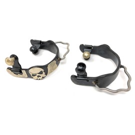 AJ Tack Antique Brown Pirate Skull Bumper Spurs - Mens