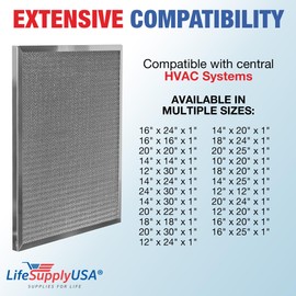 18x24x1 Electrostatic Air Filter, MERV 8, Washable, Reusable Furnace AC/HVAC Filter, Energy Saving, Easy to Clean, Long-Lasting by LifeSupplyUSA
