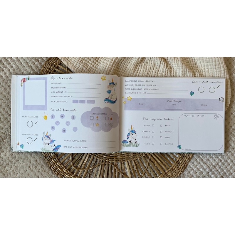 Freundebuch | Freundschaftsbuch Kindergarten, Schule | Erinnerungsbuch Kinder (Freundebuch Einhorn)