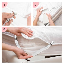 Tcwhniev 4 Pcs Bed Sheet Holders With Pressure Plate, Adjustable Length Bed Sheet Straps, Easy to Install Bed Sheet Clips, Suspenders for Mattress Covers Sofa Cushion