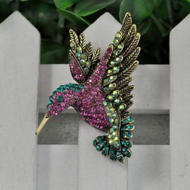 Women Hummingbird Brooch Pins Colored Rhinestone Lady Brooches & Pins for Banquet Wedding Casual Dailywear