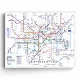 London Map Canvas Wall Art Decor - Underground Tube Map Artwork for Home and Office, City Transit Wall Art for Living Room or Study, Map -Themed Decoration, Gift for London Lovers 20X24 inch