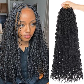 ZRQ 9 Packs Senegalese Twist Crochet Hair Boho Island Twist Crochet Black Hair 18 Inch Pre Looped Synthetic Braiding Hair with Curly Ends for Black Women