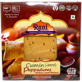 Rani Pappadums (Indian Lentil Wafer Snack) Jeera Papad (Cumin) 7 ounce (200g) Approximately 15pc, 7 inches ~ All Natural, Gluten Friendly | NON-GMO | Vegan | Indian Origin