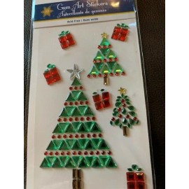Jolee's Boutique HOLIDAY TRENDZ GEM ART STICKERS 8PCS CHRISTMAS GEM TREES GIFTS PRESENTS GEMS