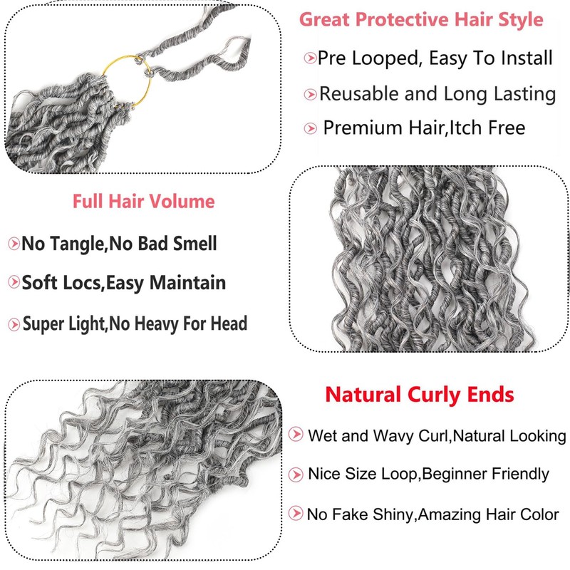 Grey Goddess Locs Crochet Hair For Black Women 14 Inch