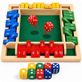 Shut The Box Game, Wooden Number Flip Board Dice Tabletop Toys for 2-4 Player, Math Educational Learning Tools for Kids and Adults, Classic Pub Family Game Night Party Activity, Camping