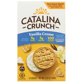 Catalina Crunch Vanilla Creme Sandwich Cookies, 5.9oz (14 cookies) | Low Carb, Low-Sugar, Keto Snacks