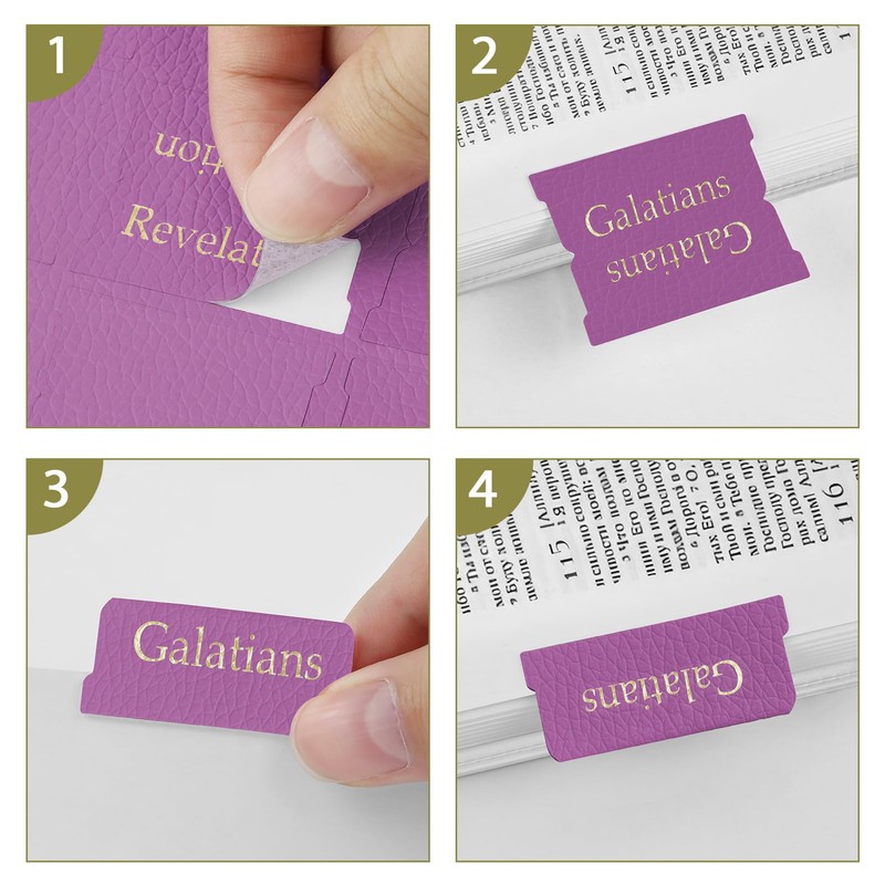 Purple Leather Bible Tabs, Laminated Bible Tabs for Women Study