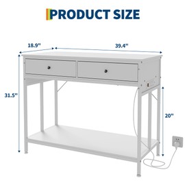 MilleLoom Aquarium Stand 40 Gallon White with Power Outlet, Metal Frame Fish Tank Stand with Storage Drawers, Double Turtle Reptile Terrariums Tank Stands